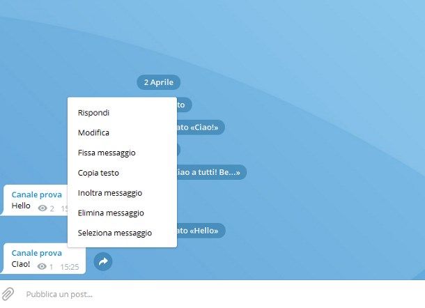 Come fissare in alto un messaggio su Telegram per PC (2)