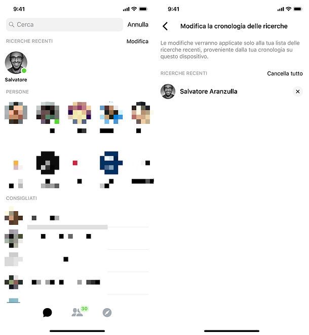 Come cancellare cronologia ricerche Messenger