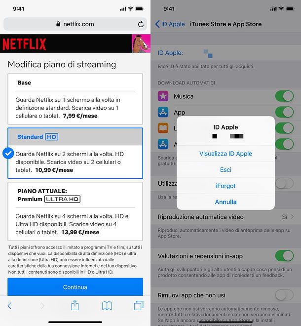 Cambiare piano Netflix su iOS