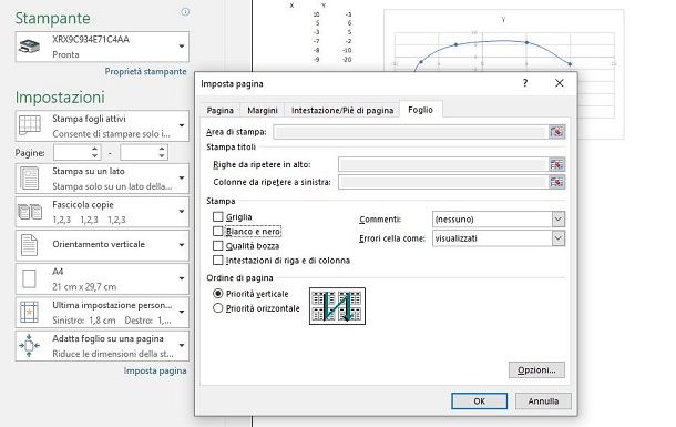 stampare bianco e nero excel