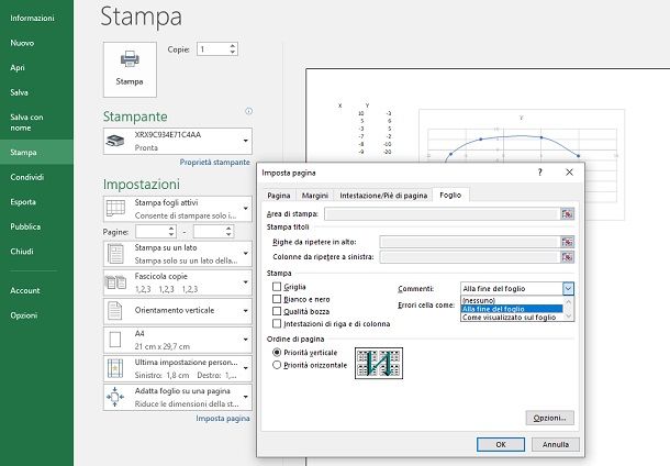 stampare commenti excel