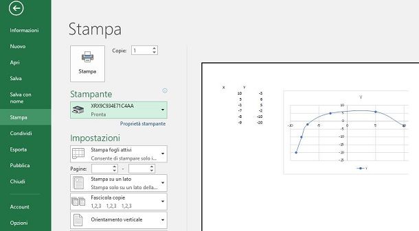 stampare da microsoft excel PC