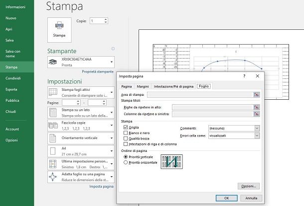 stampare excel con griglia