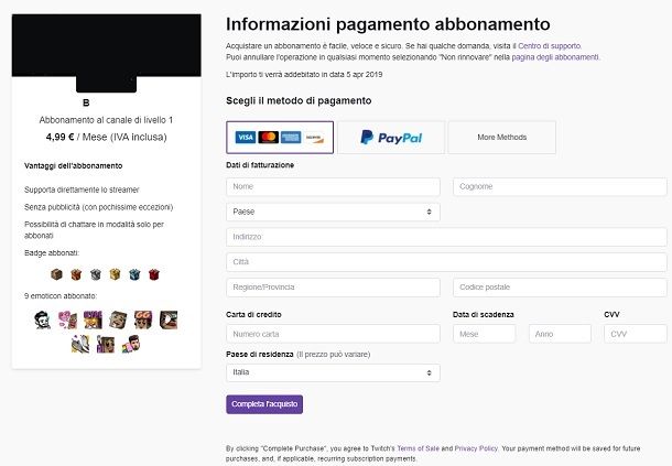 Twitch Sottoscrizione