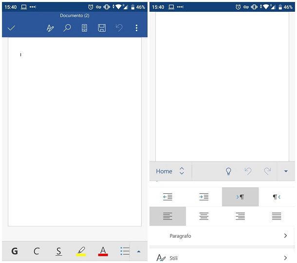 Come inserire righello in Word per smartphone e tablet