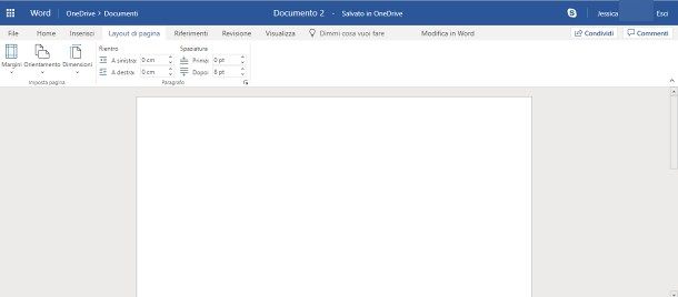 Inserire righello in Word Online