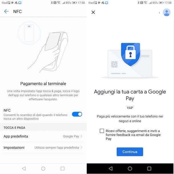 Attivazione NFC su Android