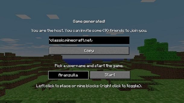 Giocare a Minecraft Classic da browser Web