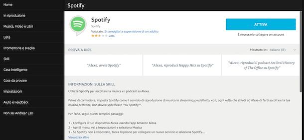 Spotify su Alexa