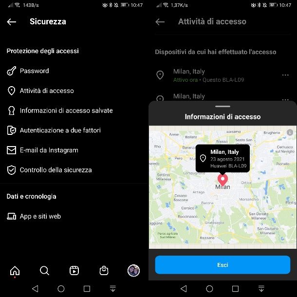Come eliminare un account Instagram da un altro telefono
