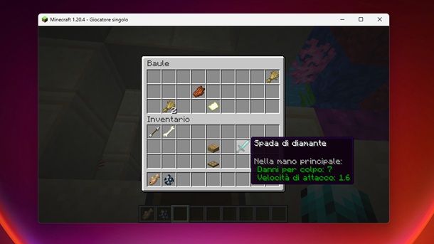 Baule tesoro spada diamante Minecraft