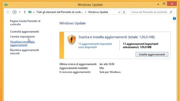 Aggiornamenti Windows 8.1