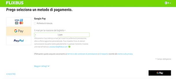 Pagare con GPay su FLiXBUS