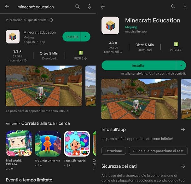 Come scaricare Minecraft Education gratis Android