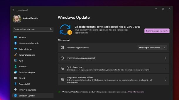 Aggiornamenti Windows 11 bloccati