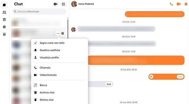 Come nascondere una conversazione su Messenger da PC