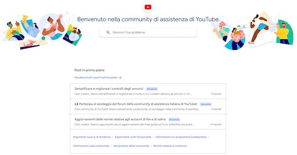 YouTube assistenza