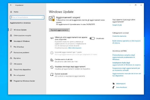 Come sbloccare aggiornamenti Windows 10
