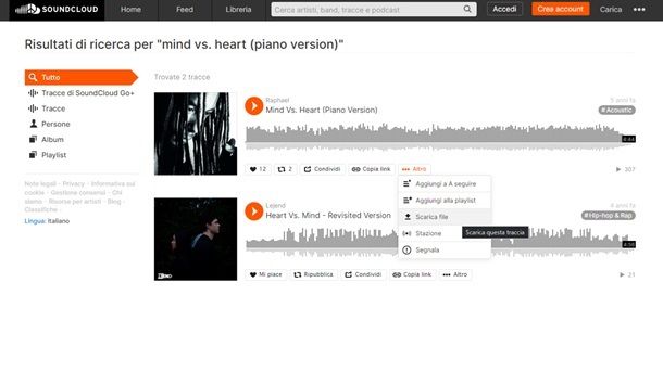 SoundCloud Altri siti Web per scaricare musica e canzoni senza programmi