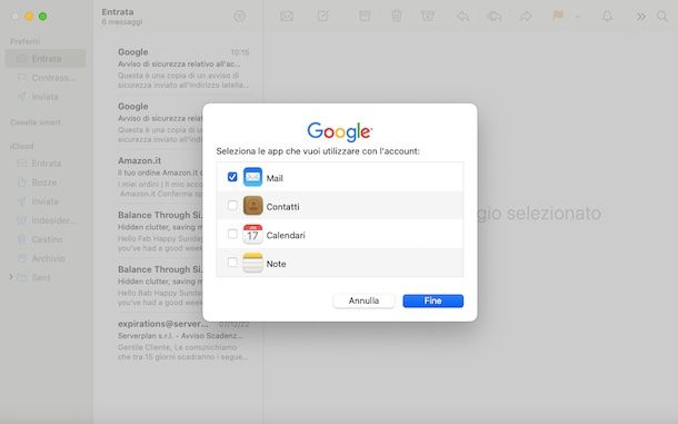 Gmail su Mail di macOS