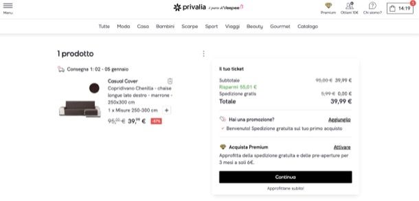 Acquistare su Privalia da computer