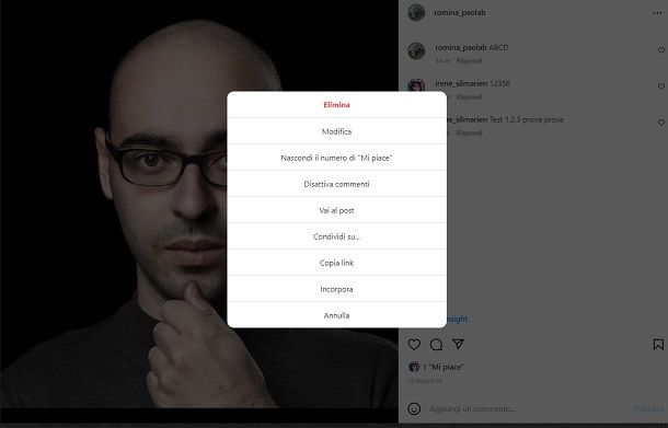 Commenti Instagram computer