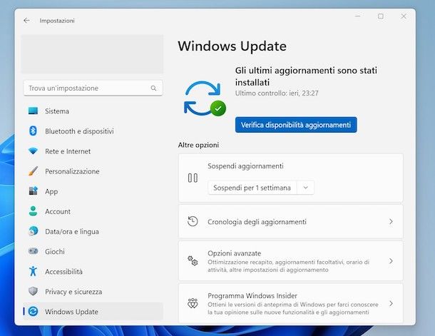 Windows Update su Windows 11