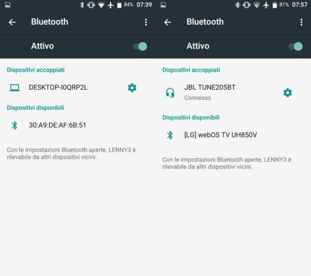 Associare Bluetooth Android