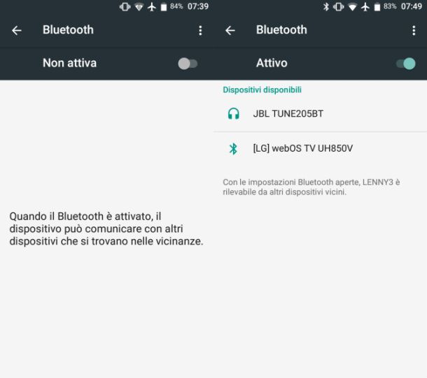 attivare il Bluetooth su Android