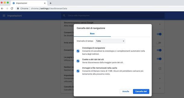 Chrome Mac cancellare cronologia
