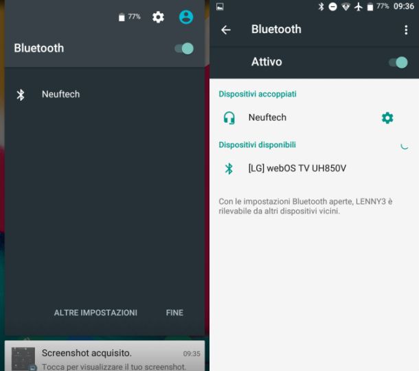 Connettere Bluetooth Android