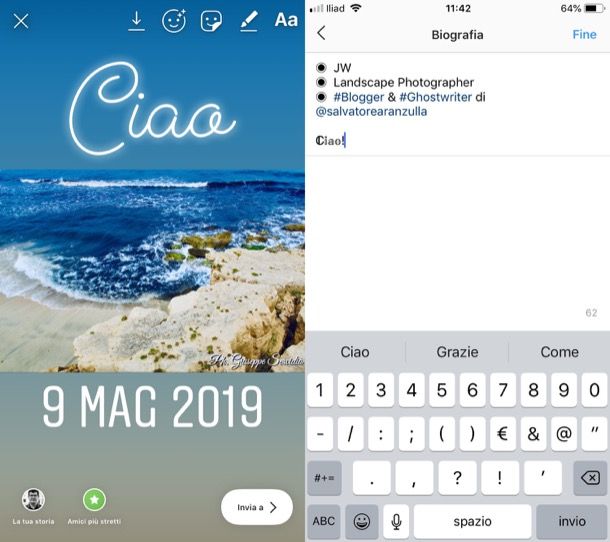 Cambiare font Instagram