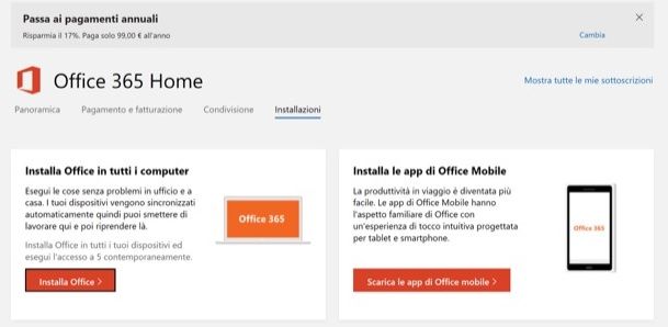 Installa Microsoft 365