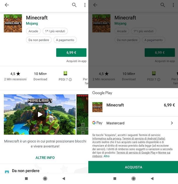 Licenza Minecraft Android