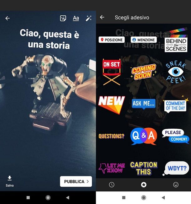 Mettere adesivi nelle Storie YouTube