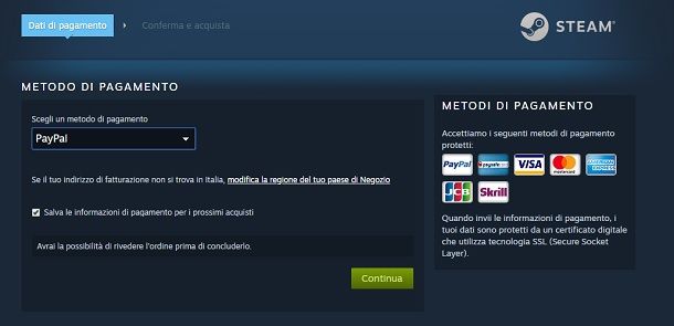 Pagamento Steam