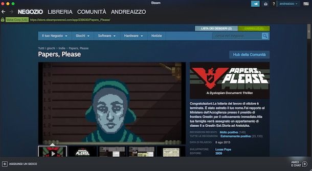 Papers Please su Steam