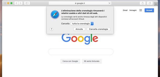 Safari Mac cancellare cronologia