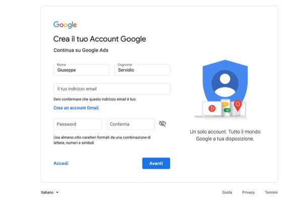 Come registrarsi su Google Ads