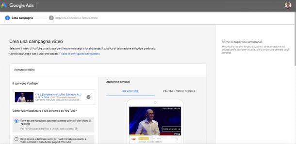 Pubblicare video annuncio su YouTube