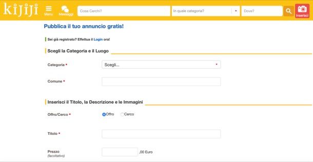 pubblicare annunci gratis online