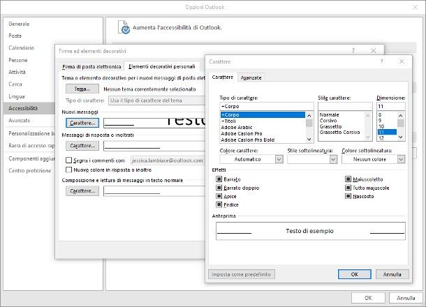 Come ingrandire i caratteri nei client di posta elettronica — Outlook