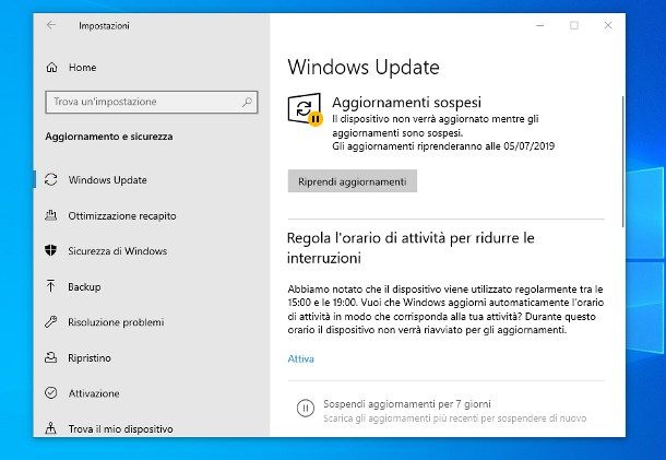 Come sbloccare aggiornamento Windows 10