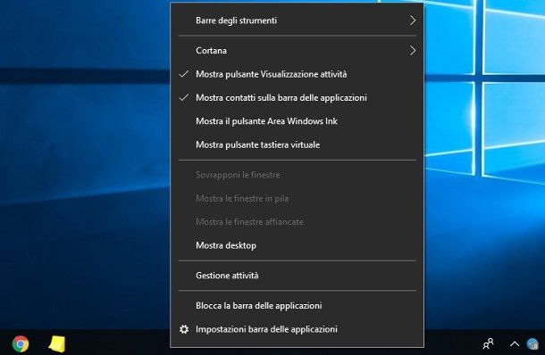 Come sbloccare barra applicazioni Windows 10