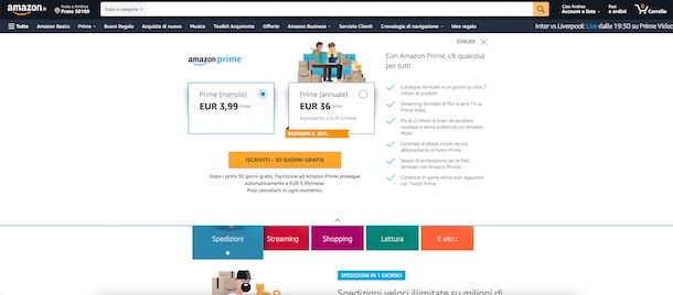 Piani Amazon Prime