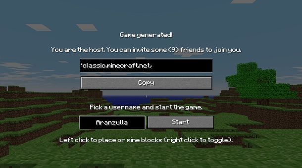 Minecraft Classic da browser