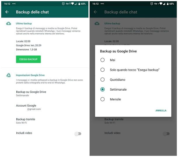 Come fare il backup delle foto di WhatsApp