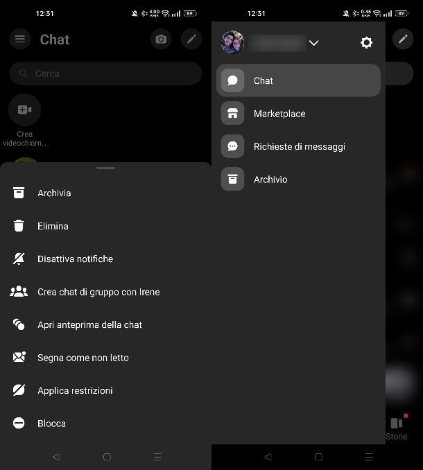 Come nascondere una conversazione su Messenger per Android