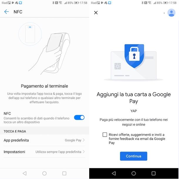 Pagamento Google Pay con NFC