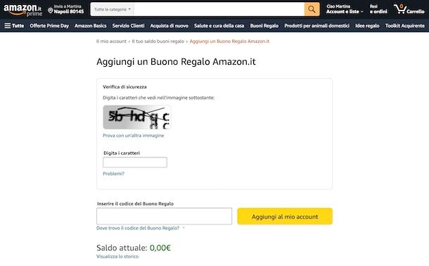 Riscatto buoni Amazon